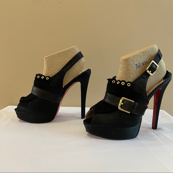 Christian Louboutin Black Heels with Gold Accents - Picture 5 of 11